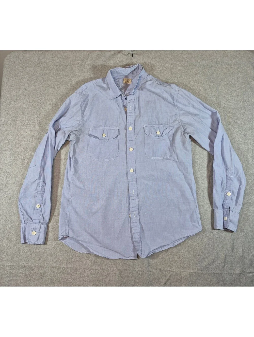 Vintage J.Crew Men’s Blue Cotton Button-Up Shirt 2-Ply Size Medium